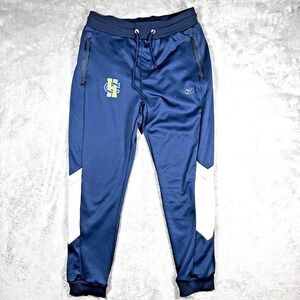 Athletic Sweatpants Men's L Blue Zip Pocket Stretch Training Track Pants